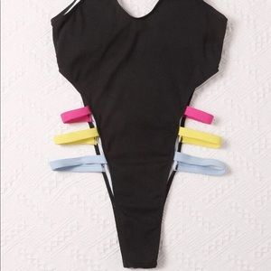 Ribbed cut out one piece baiting suit